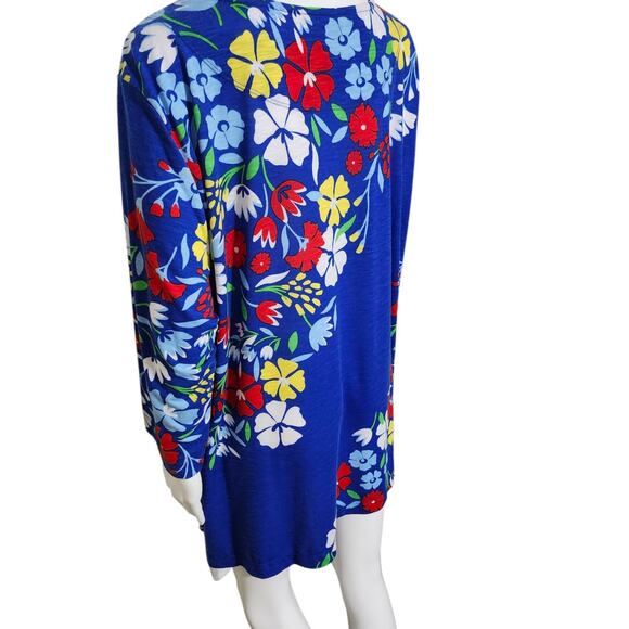 MULTIPLES Plus Size 2X Shirt Three Quarters Sleeve Bateau Neck Side Button Tunic - Picture 6 of 8